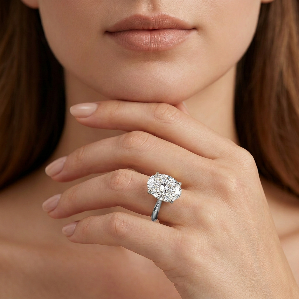 Piper Knife Edge Solitaire Ring in 14K White Gold