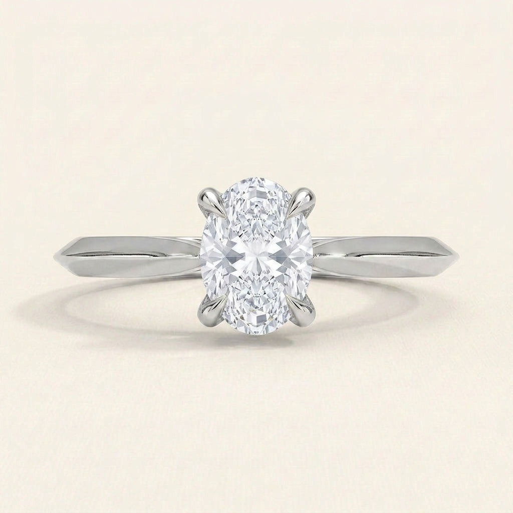 Piper Knife Edge Solitaire Ring in 14K White Gold