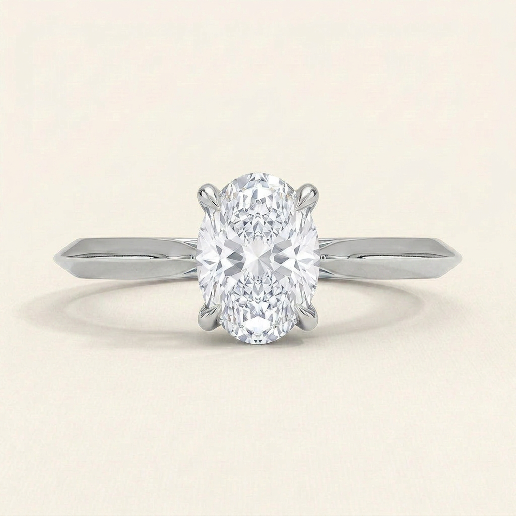 Piper Knife Edge Solitaire Ring in 14K White Gold