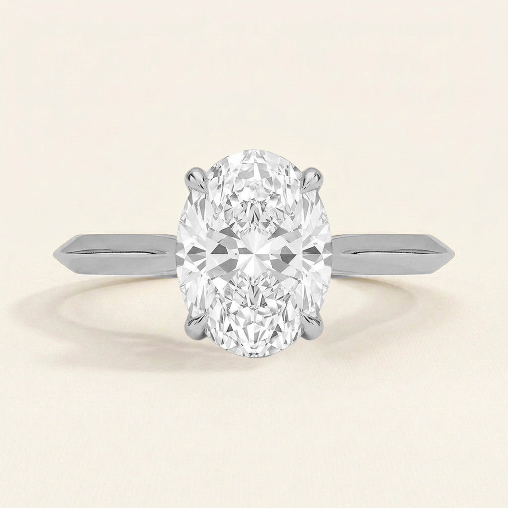 Piper Knife Edge Solitaire Ring in 14K White Gold