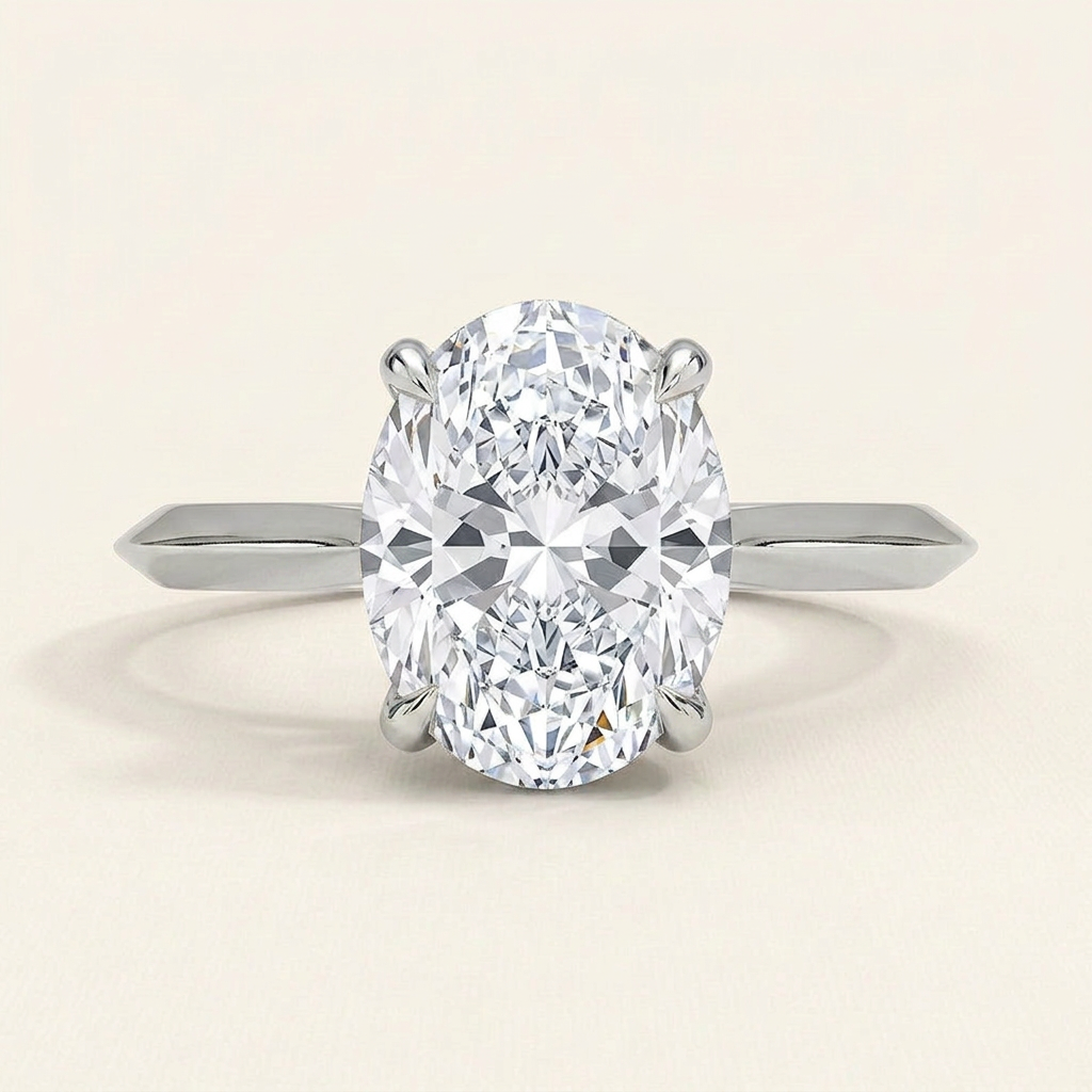 Piper Knife Edge Solitaire Ring in 14K White Gold