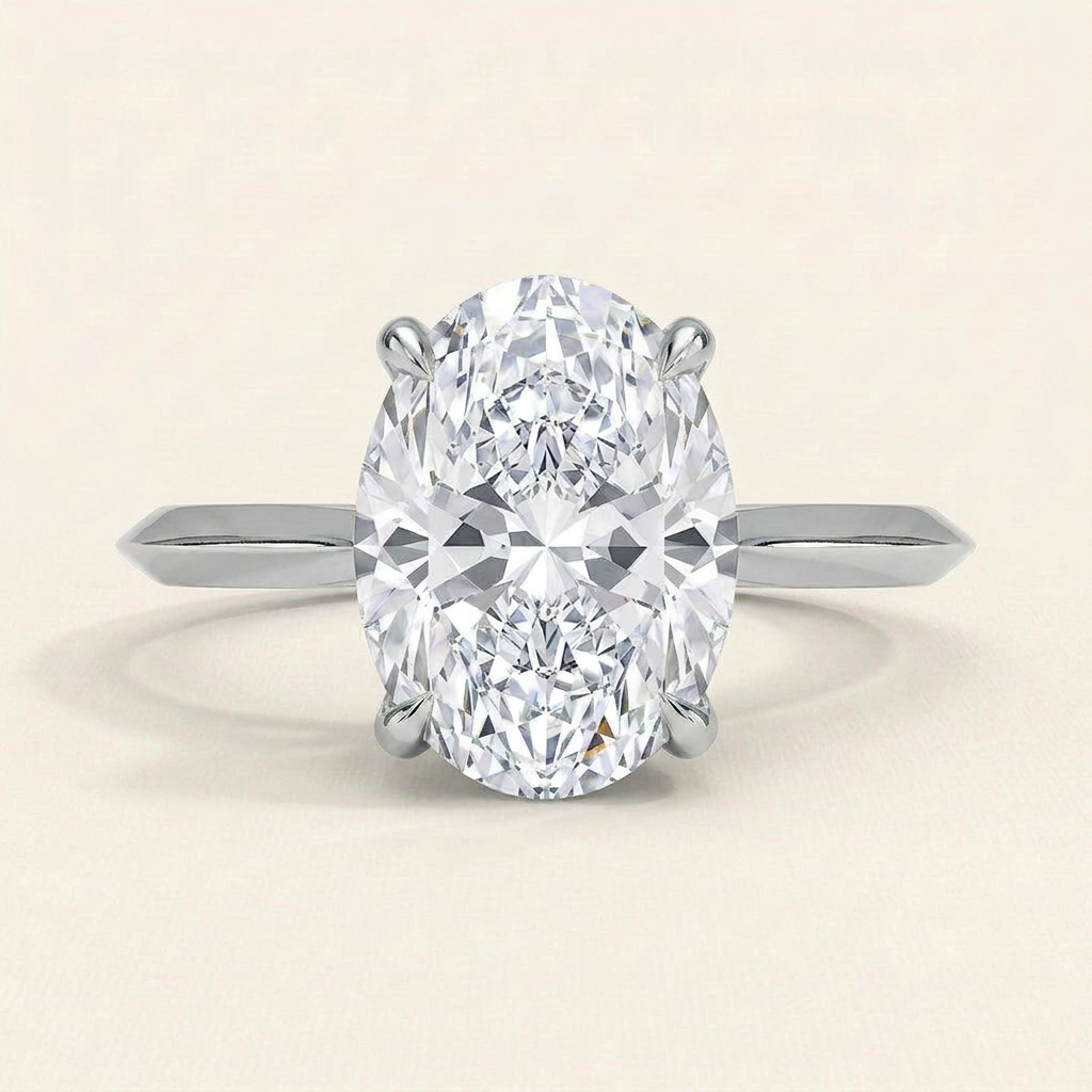 Piper Knife Edge Solitaire Ring in 14K White Gold