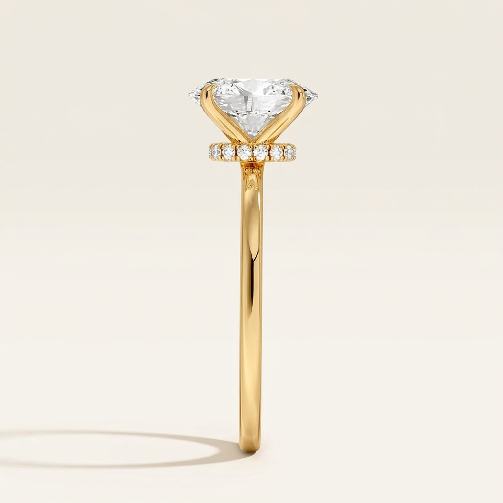 Secret Halo 1.5mm Diamond Ring in 14K Yellow Gold