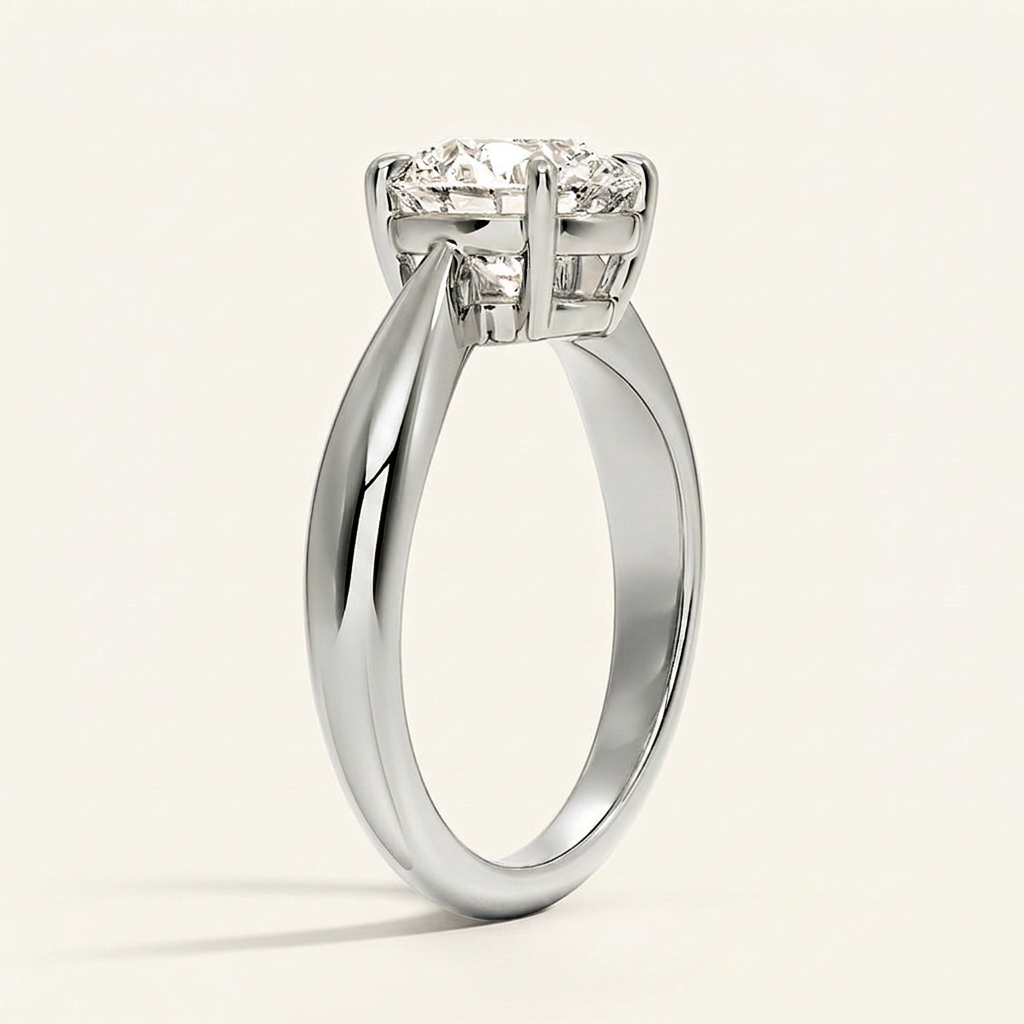 Thea Tapered Solitaire Diamond Ring in 14K White Gold