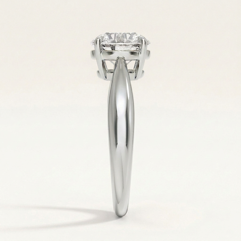 Thea Tapered Solitaire Diamond Ring in 14K White Gold