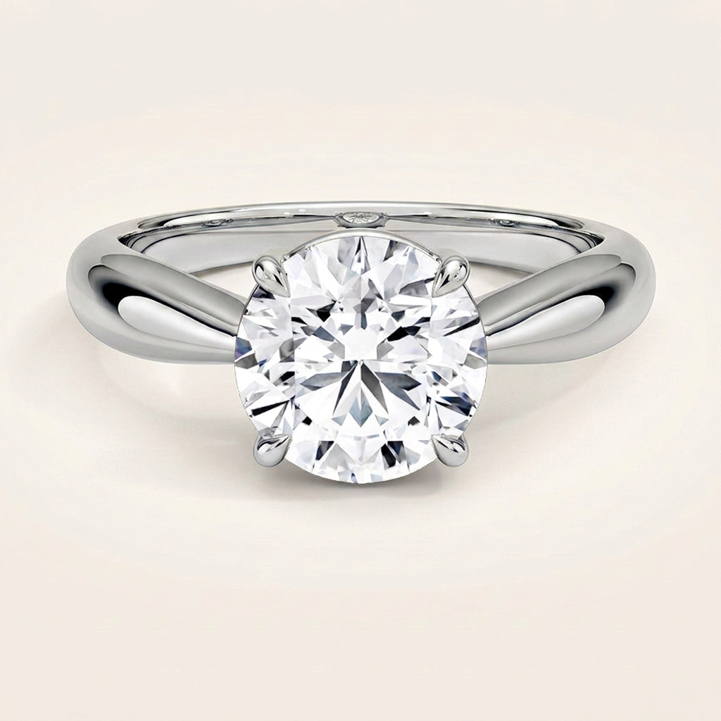 Thea Tapered Solitaire Diamond Ring in 14K White Gold