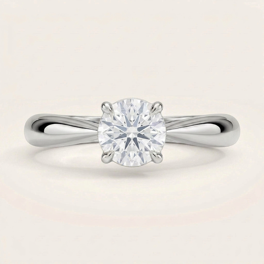 Thea Tapered Solitaire Diamond Ring in 14K White Gold