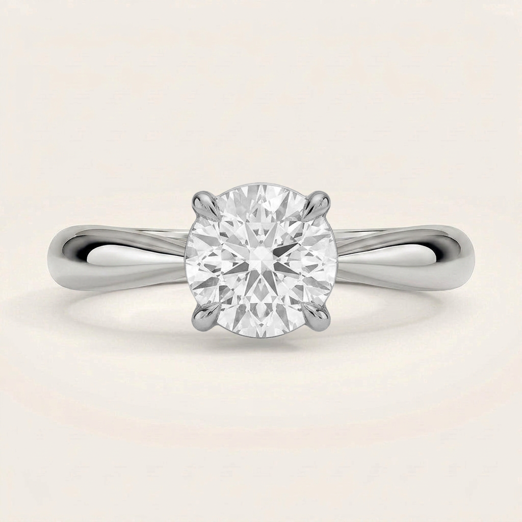 Thea Tapered Solitaire Diamond Ring in 14K White Gold