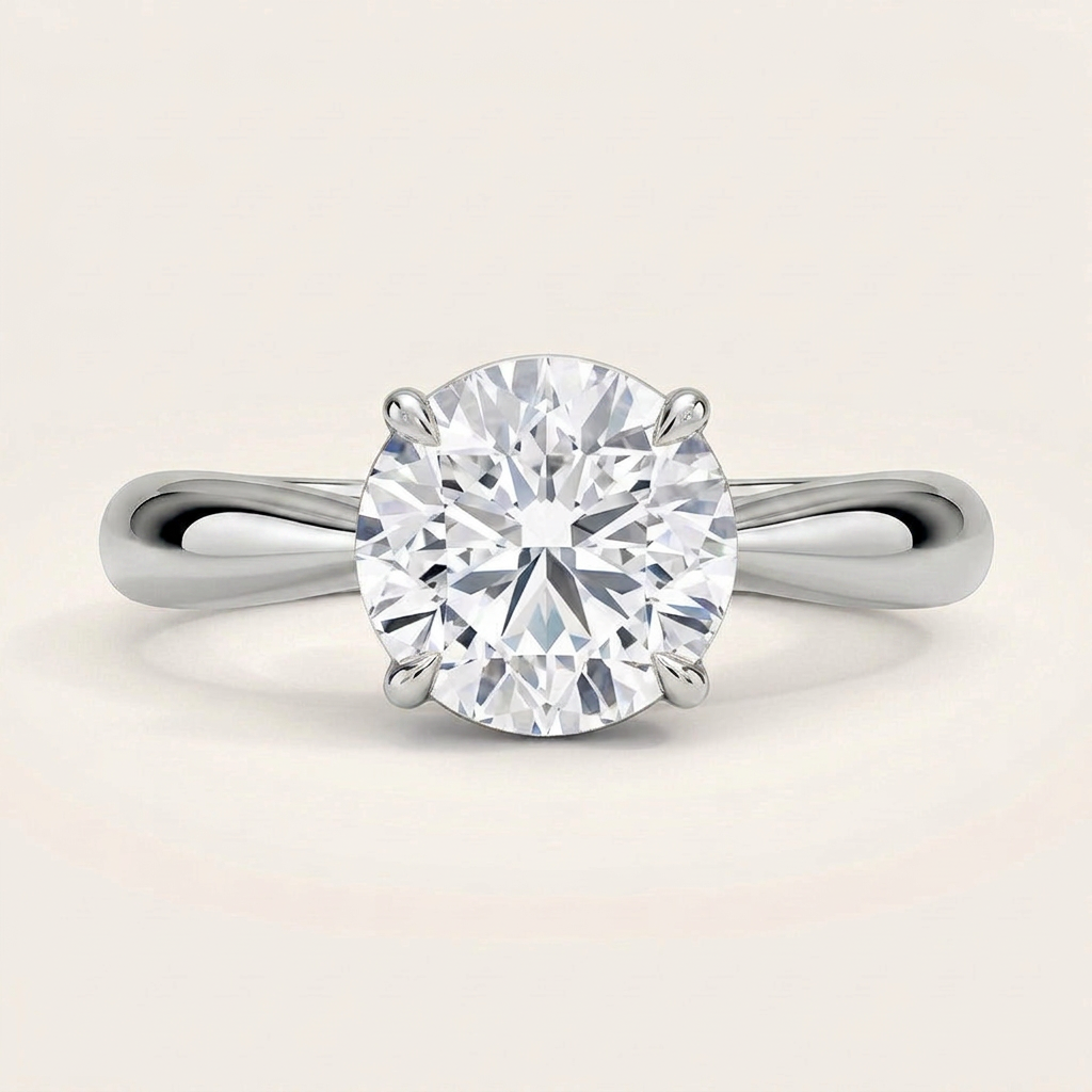 Thea Tapered Solitaire Diamond Ring in 14K White Gold