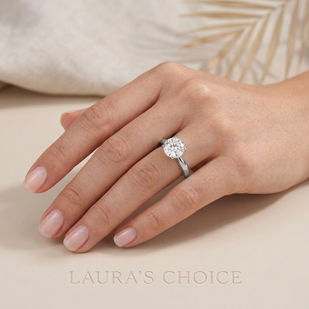 Thea Tapered Solitaire Diamond Ring in 14K White Gold