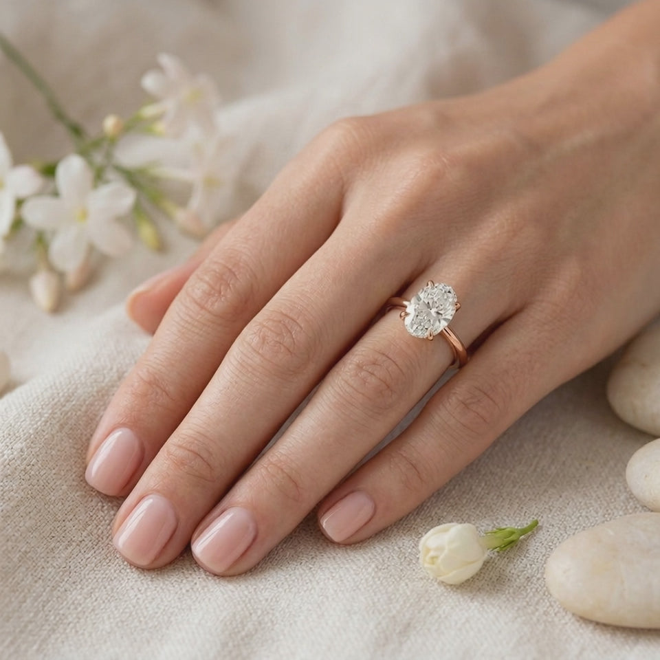 Freesia Hidden Halo Diamond Ring in 14K Yellow Gold