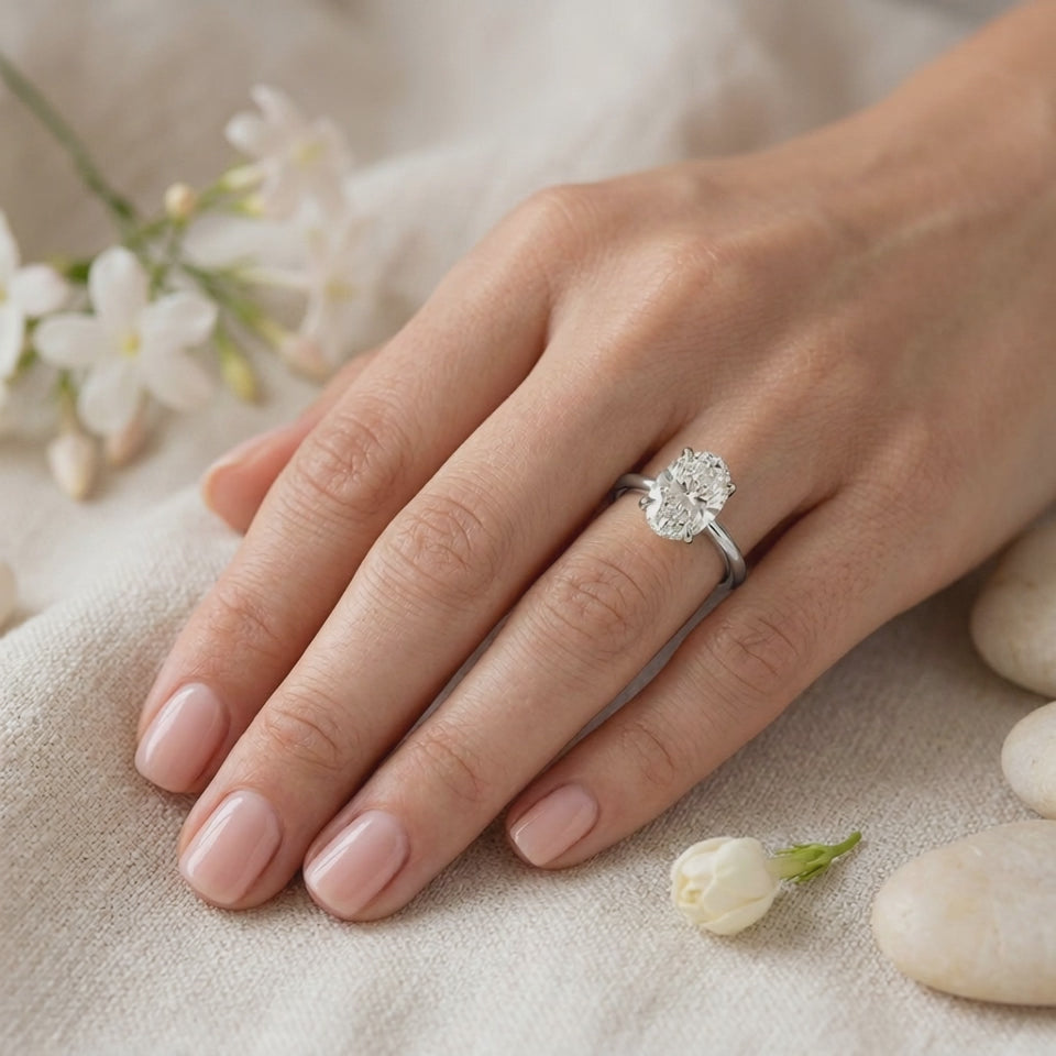 Freesia Hidden Halo Diamond Ring in 14K Yellow Gold