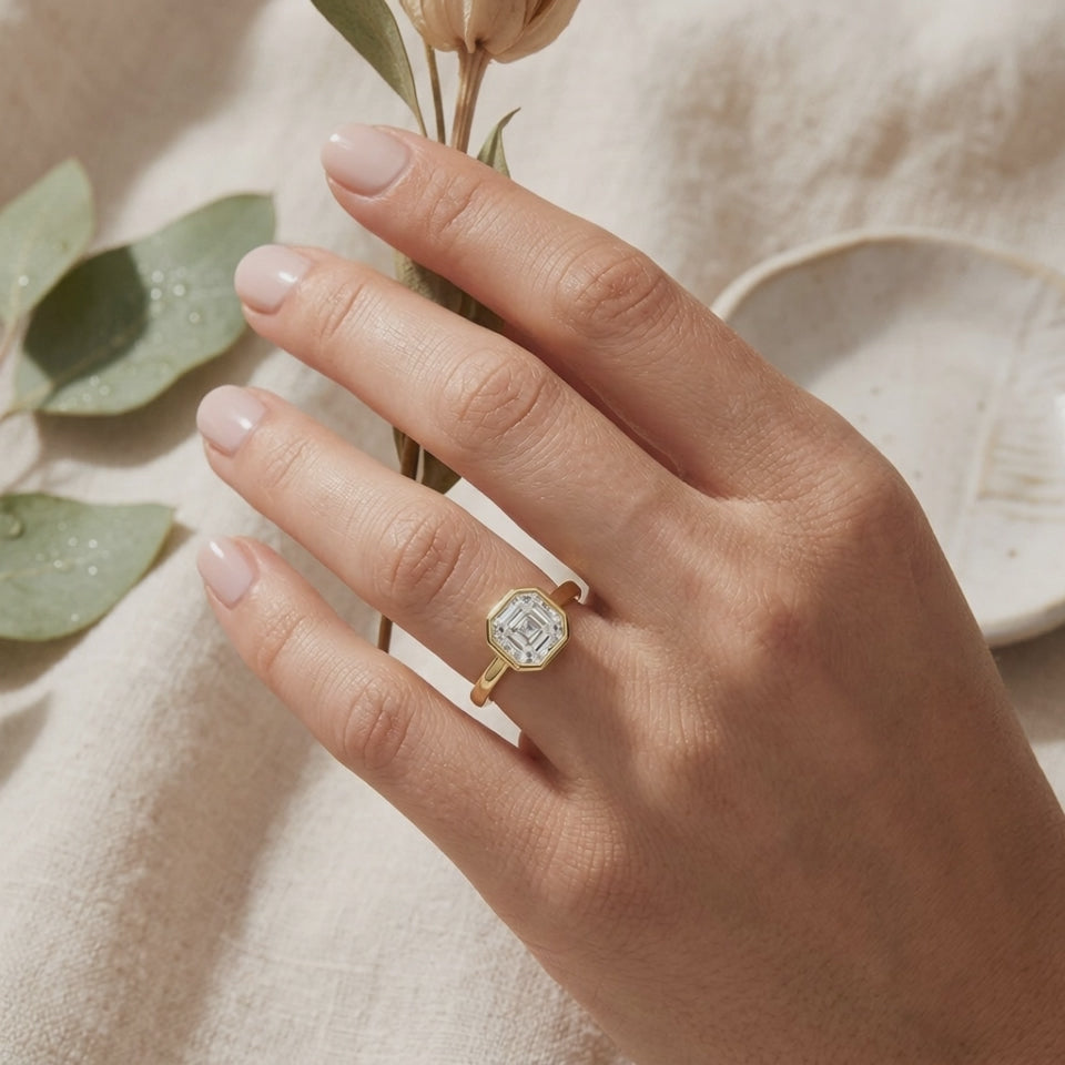 Cielo Bezel Ring in 14K White Gold