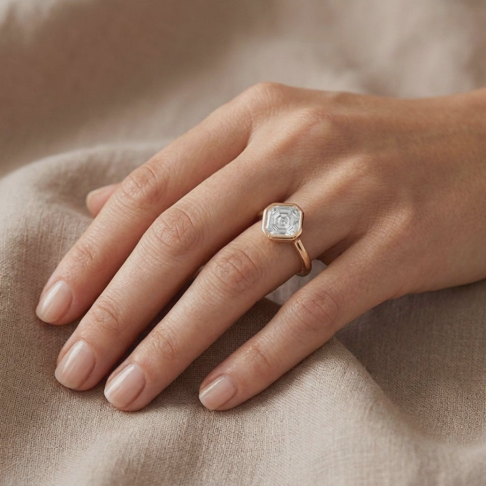 Cielo Bezel Ring in 14K White Gold